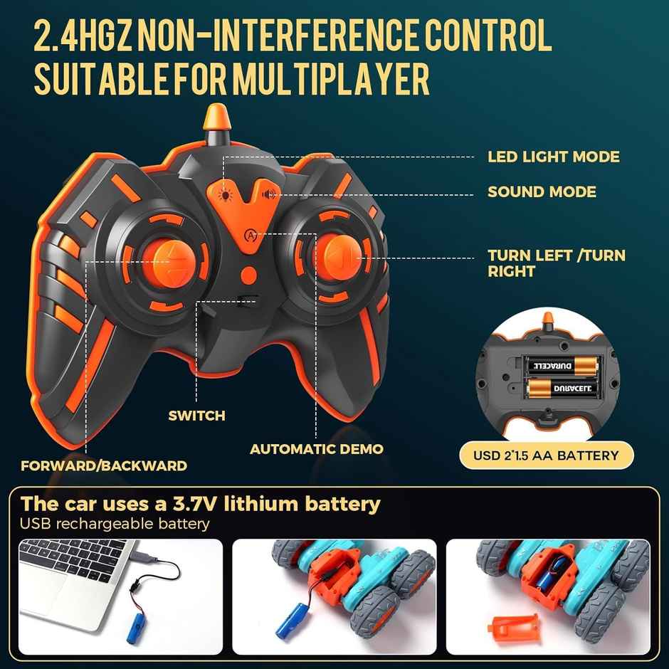 Toyshine Hologram Remote Control Car Stunt Rc Cars 2.4Ghz With Double Sided 360 Flips | Assorted