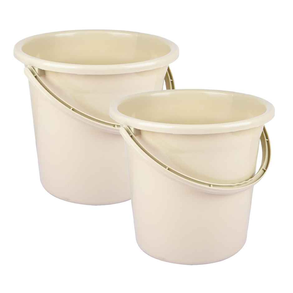 Kuber Industries Plastic Strong Bucket for Bathroom for Bathing|18 L|Pack of 2|Beige