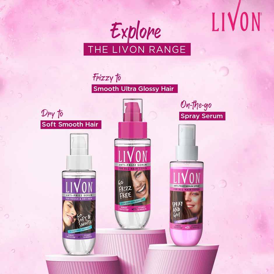 Livon Shake & Spray Serum for on-the-go hair | Provides instant shine & frizz control