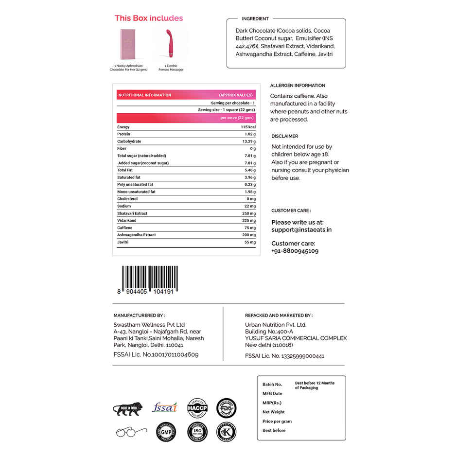 Nooky Blush 2 in 1 Play Kit Pulse Women Massager and Intimacy Chocolate for Her