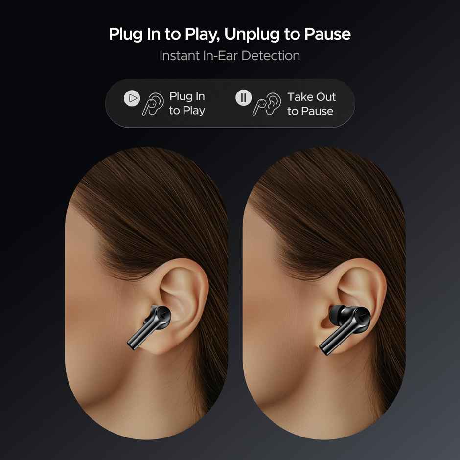 boAt Airdopes 300 TWS Eabuds with mic, Cinematic Spatial Audio, 50HRS Battery, 4Mic AI ENx, Fast Charge, App Support, Low Latency, IPX4, v5.3 Bluetooth Earbuds - Gunmetal Black