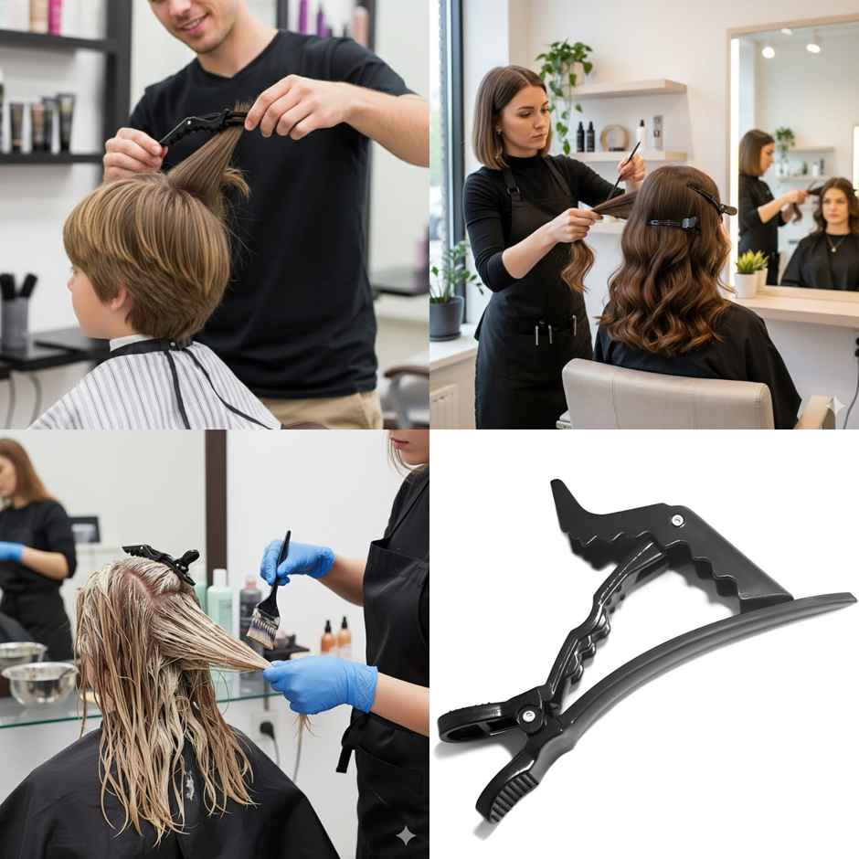 Midazzle Professional Hair Sectioning Crocodile Clips, Black | Pack of 6 | MIHA6302