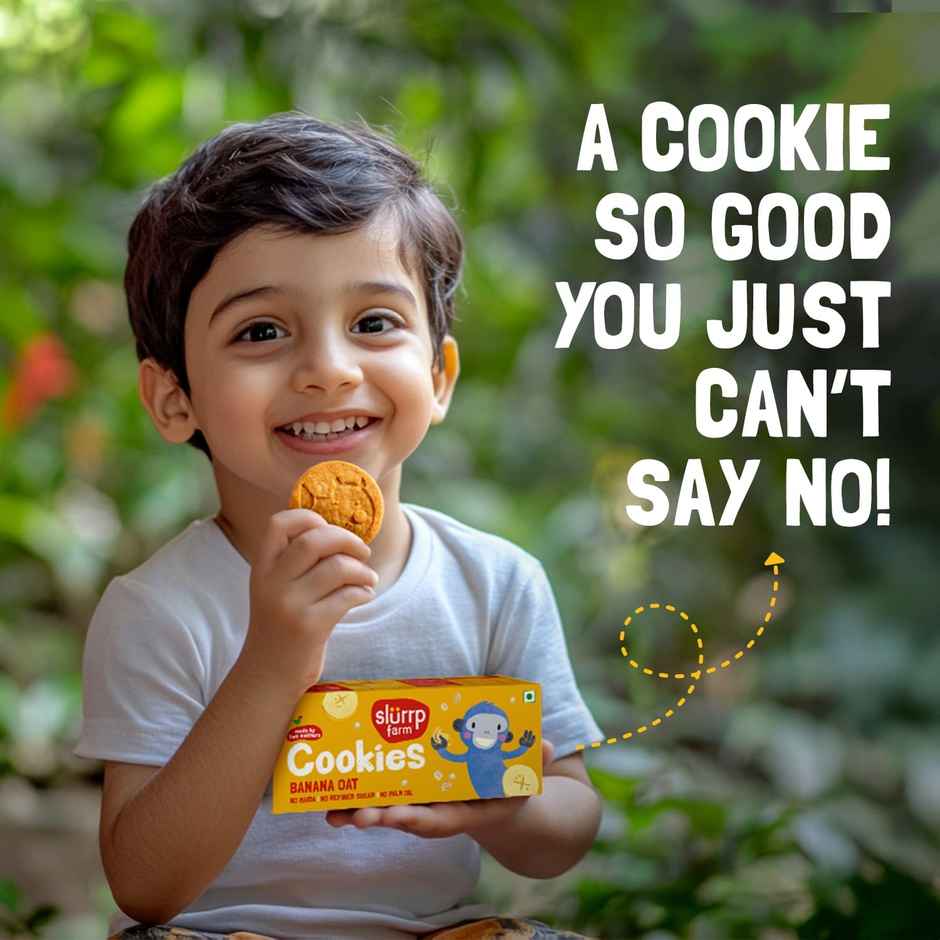 Slurrp Farm No Maida Milky Choco Chip Cookies - Yummy Biscuits For Kids (80g) & Slurrp Farm No Maida No Palm Oil Banana Oat Cookies | Yummy Biscuits For Kids (1pc) Combo