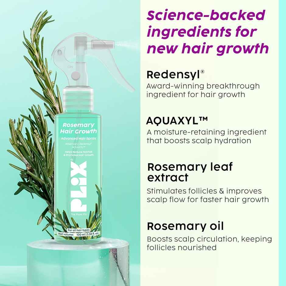Plix The Plant Fix Rosemary Hair Growth Advanced Hair Spray For Fuller | Thicker Hair Combo