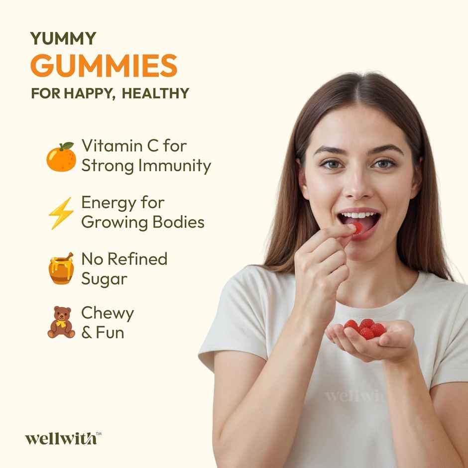 Wellwith Sea Buckthorn Gummies for Kids & Adults | Vitamin C Rich | Multivitamin Supplement | Immunity