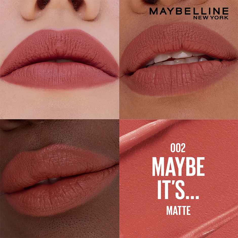 Maybelline Serum Lipstick (Matte) 8Hr Hydration + one-swipe bold color - 002 Maybe It's