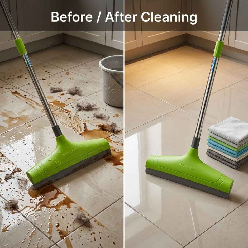 Proclean Bathroom Wiper | 12 Inch | with Handle -31 Inch | Green