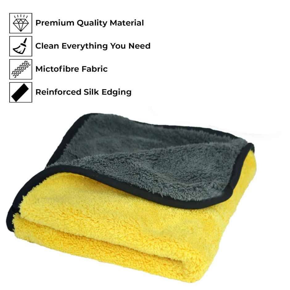 Autoguys Multipurpose Microfiber Car Cleaning Cloth (Pack of 3) - Multicolour | 900 GSM | 40 x 40 cm