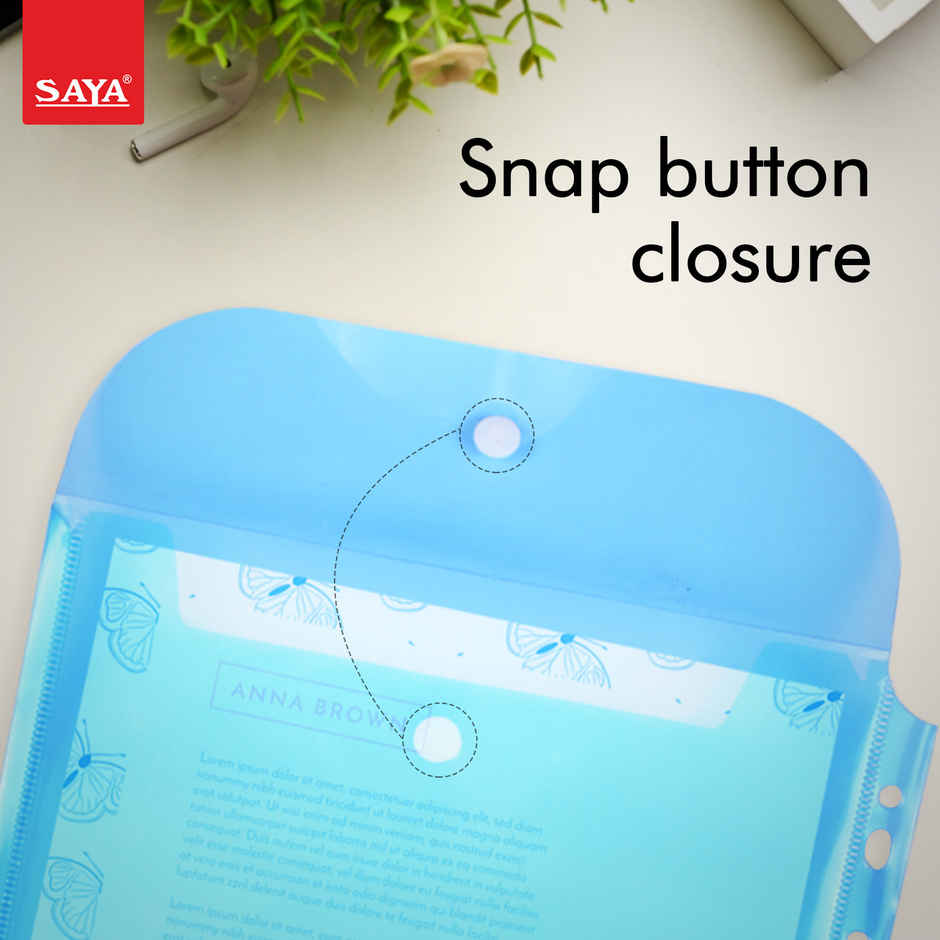 Saya Punched Document Wallet - Transparent A4 Portfolio Case for Documents | Assorted