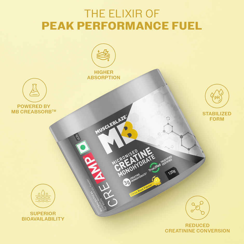 Muscleblaze Creatine Monohydrate Creamp With Creabsorb(Citrus Blast, 100G, 25 Servings)
