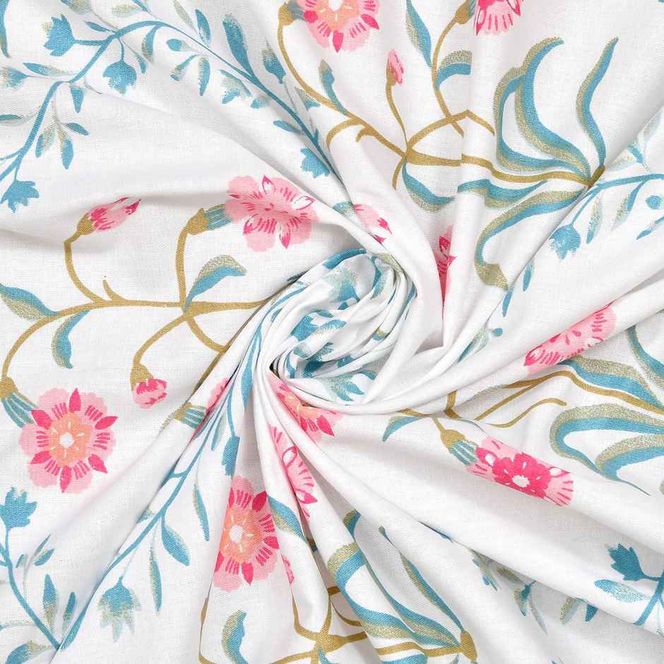 Haus & Kinder Double 100% Cotton Floral Bedsheet | Pink Blossom | 98 x 89 in