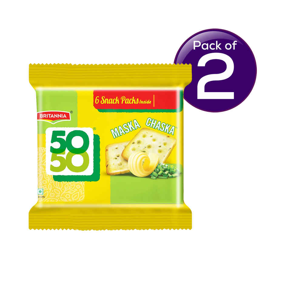 Britannia 50-50 Maska Chaska Biscuits Butter Flavoured Crackers | Combo