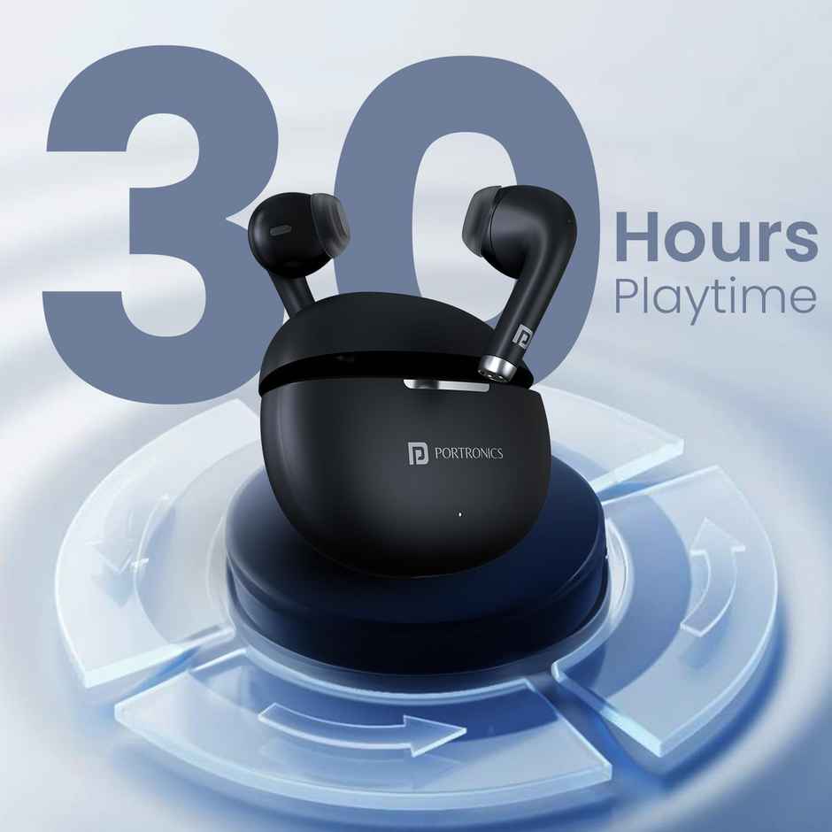 Portronics Harmonics Twins S19 Truly Wireless In-Ear Earbuds with 30H Playtime | Black