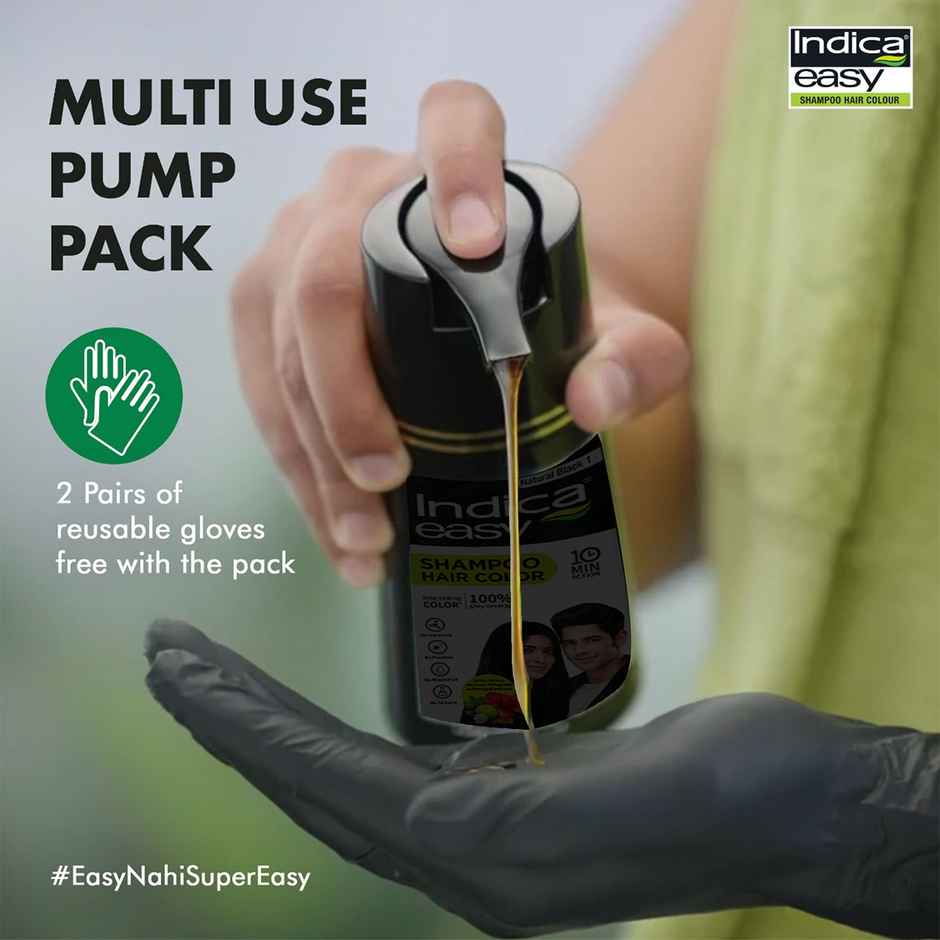 Indica Easy Do-It-Yourself Hair Color Shampoo Pump Pack