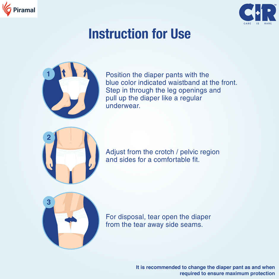 CIR Classic Adult Diaper Pants Style 8 Hr Absorption Protection Odour Control Cotton Soft Feel | XL