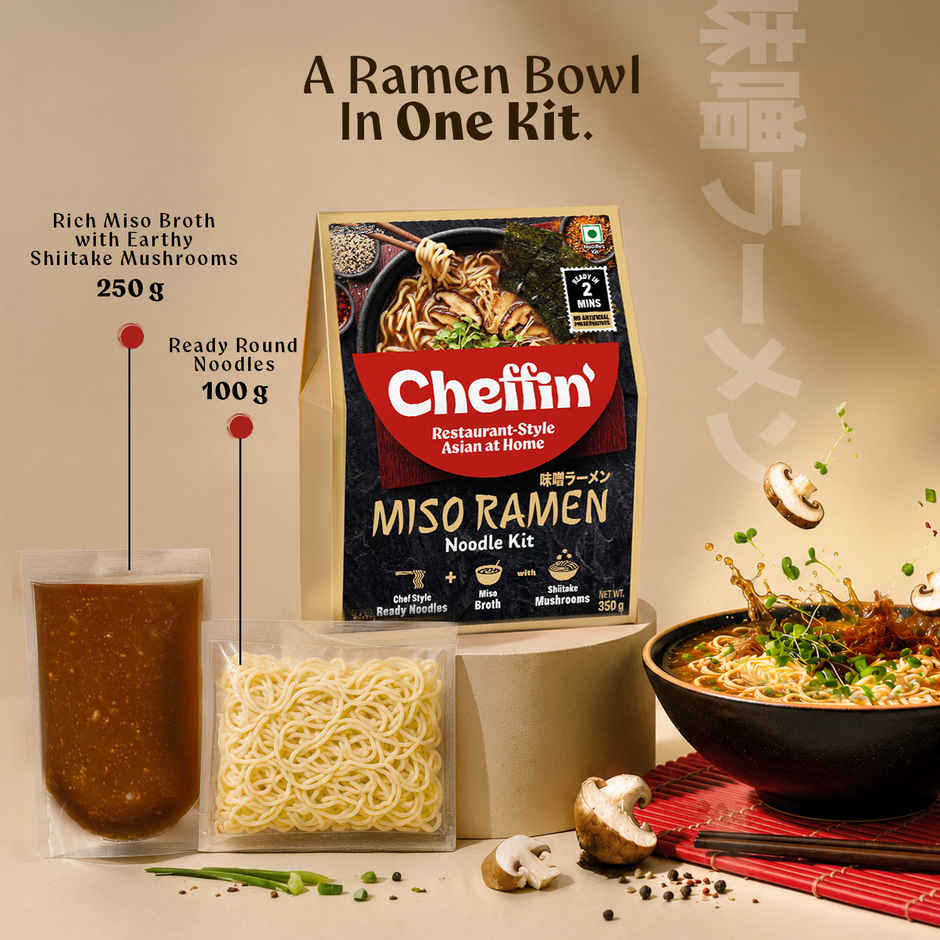 CHEFFIN Miso Ramen Noodle Kit | Miso Broth | Ready in 2 Mins | No Artificial Preservatives