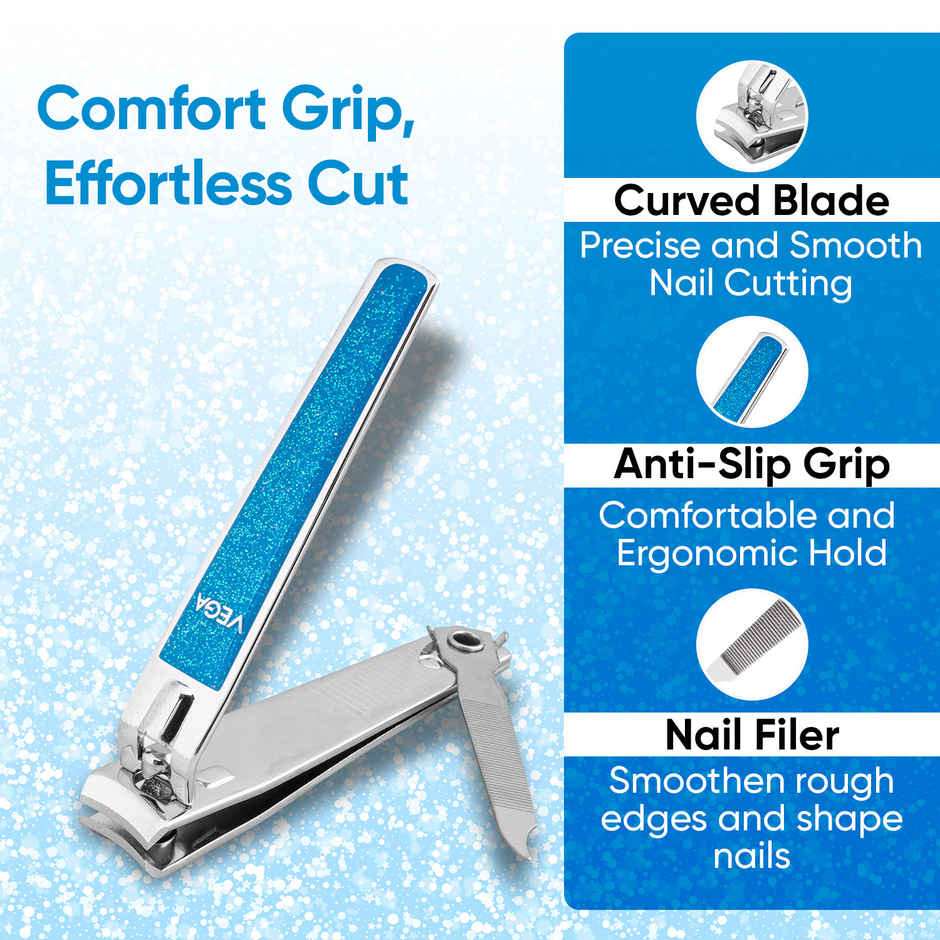 VEGA Large Nail Clipper, Glitter, Colour May Vary, (LNC-02)