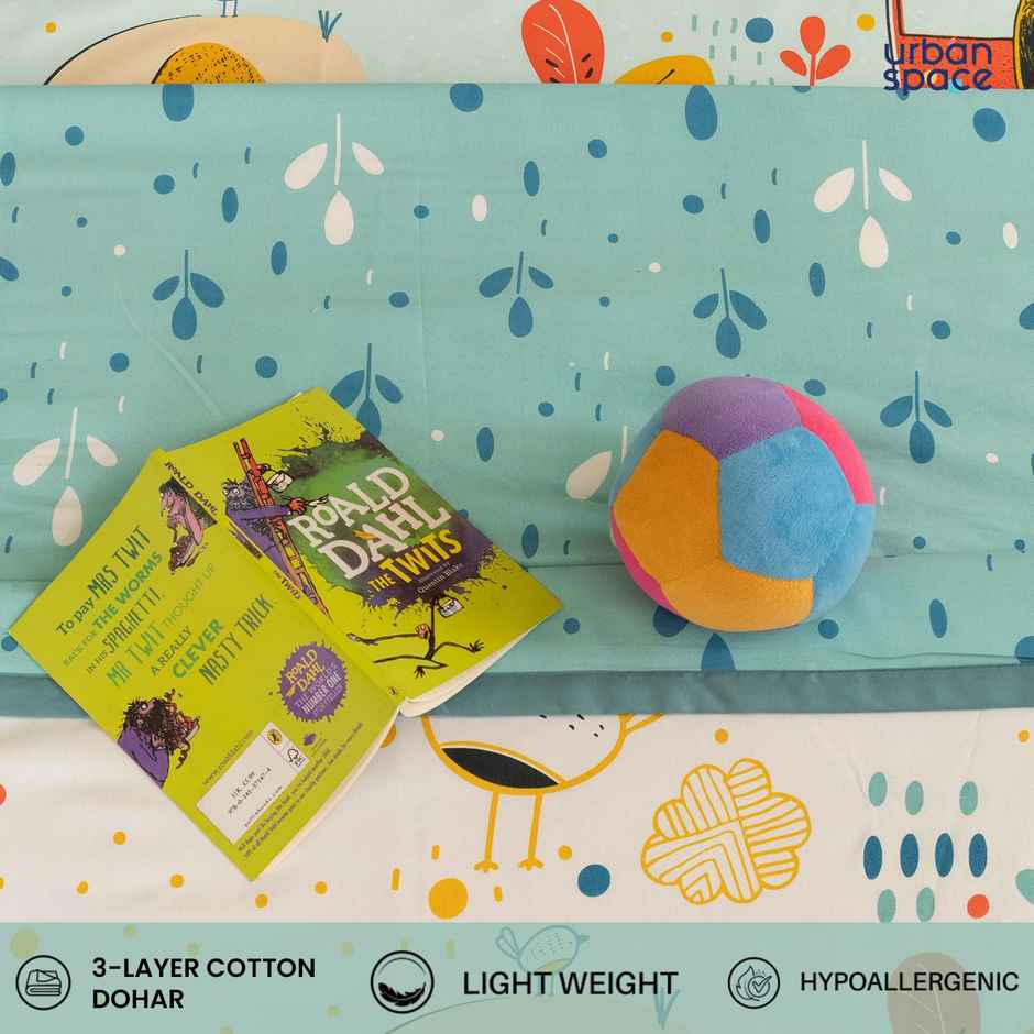 Urban Space Double Bed Ac Blanket ,120 Gsm Microfiber Soft Reversible Dohar-Lion King Off White