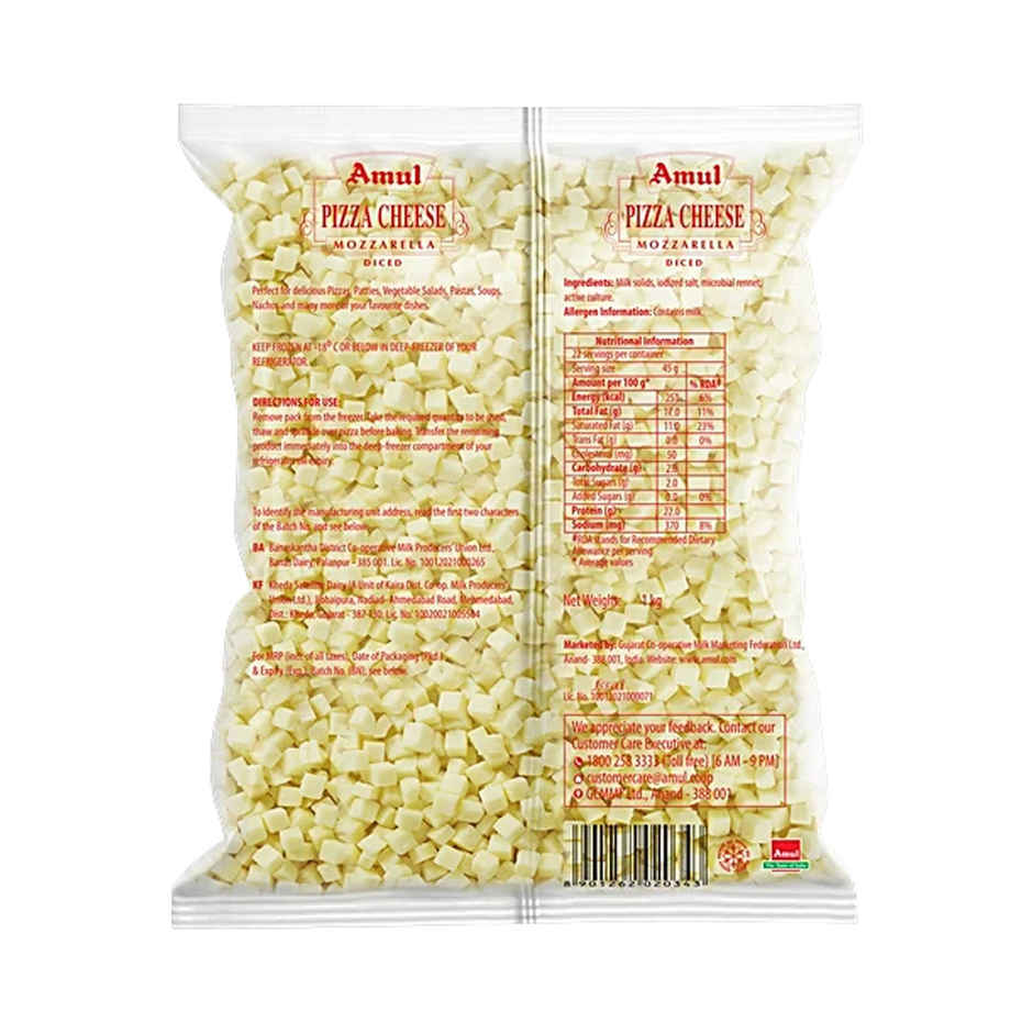 Amul Pizza Cheese Mozzarella Diced