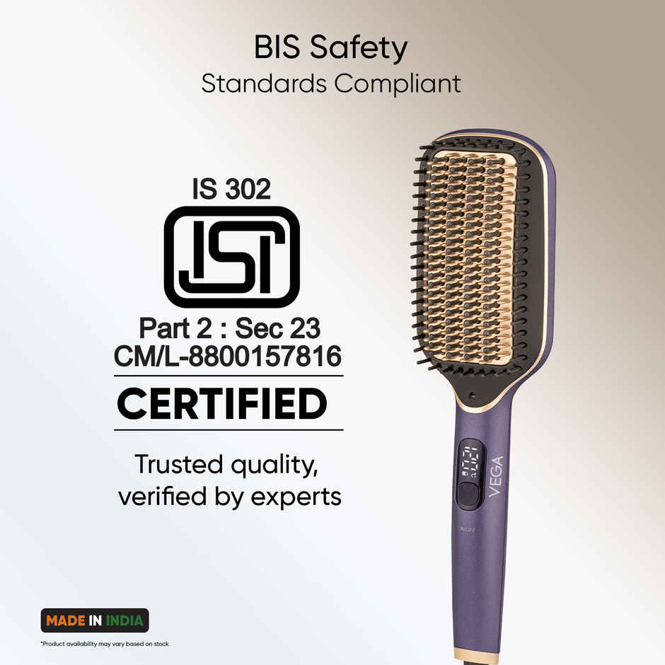Vega Litstyle L1 Hair Straightener Brush with Up to 12 Hrs Straightening Effect, (VHSB-06)