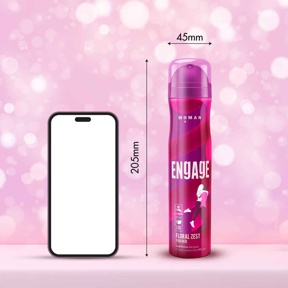 Engage Floral Zest Deodorant for Women, Citrus & Floral, Skin Friendly