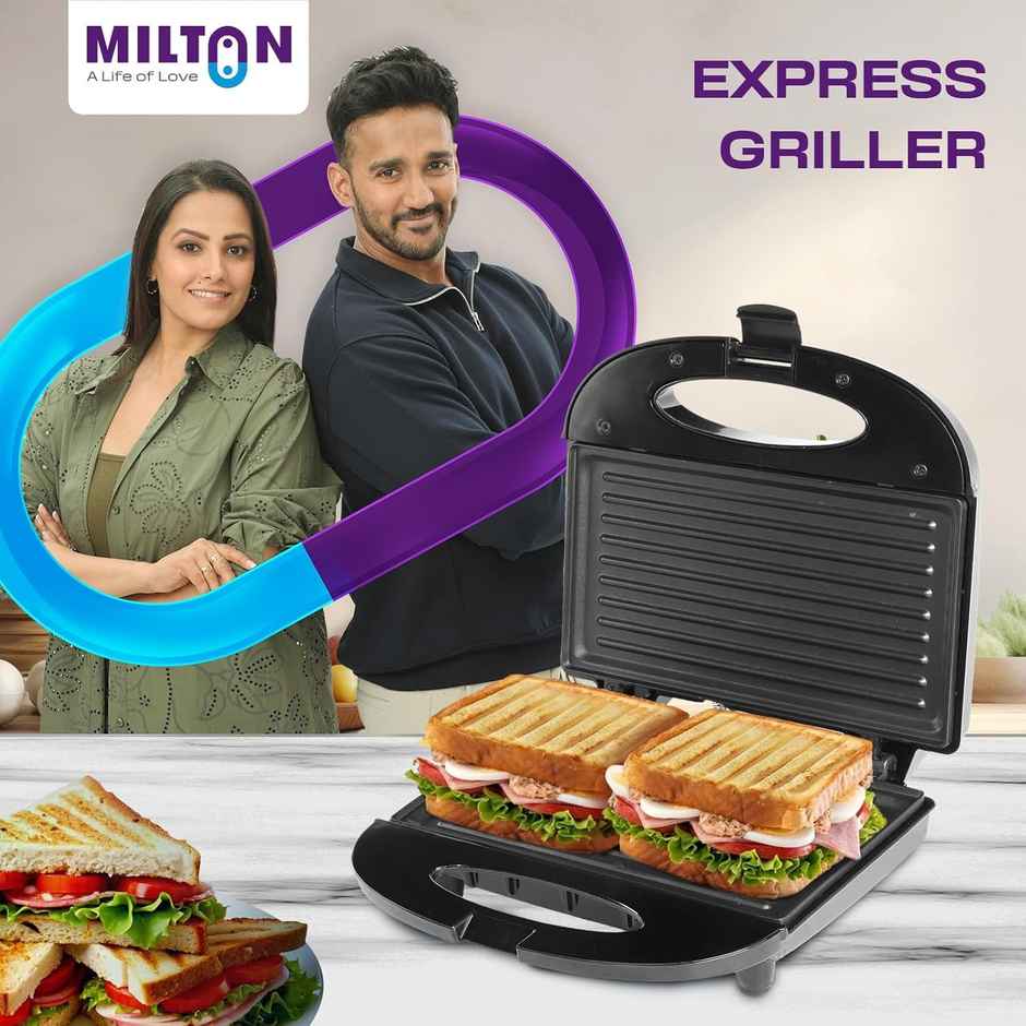 Milton Express 800 Watt Electric Grill Sandwich Maker | Black