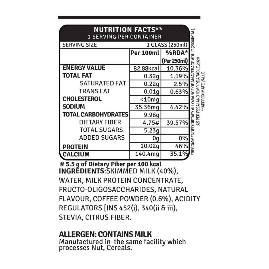 RAW Pressery 25g Protein Milkshake  Cold Coffee  No Added Sugar  High Protein Shake  Contains Prebiotic Compounds
