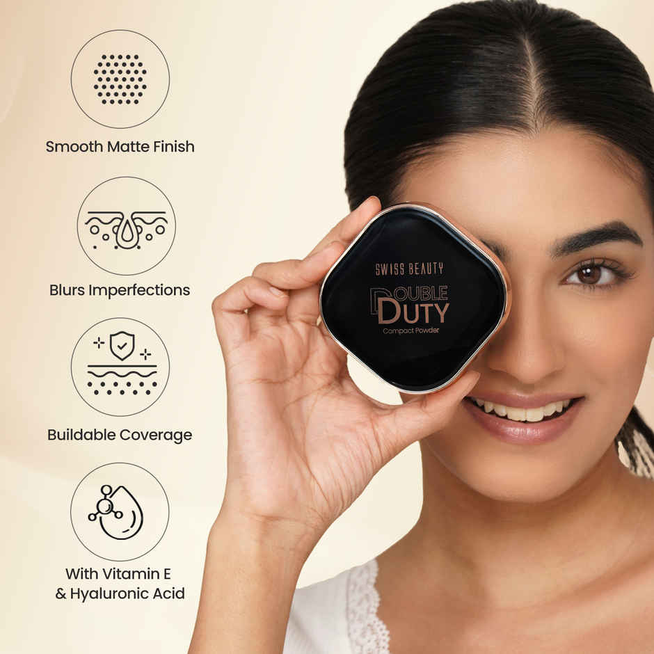 Swiss Beauty Double Duty Compact Powder - 03 Medium Honey & Golden Honey