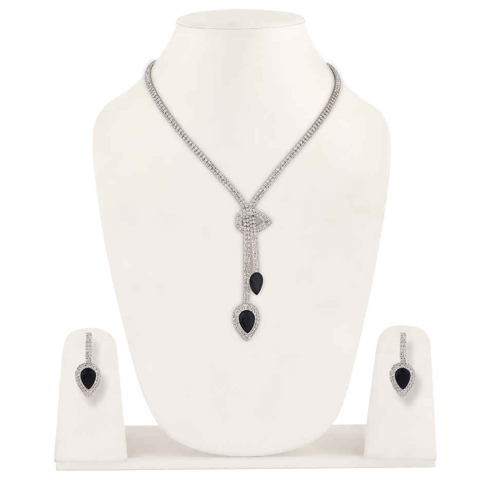 Shining Diva Fashion Stylish Design Crystal Diamond Necklace Set for Women and Girls | 15216s