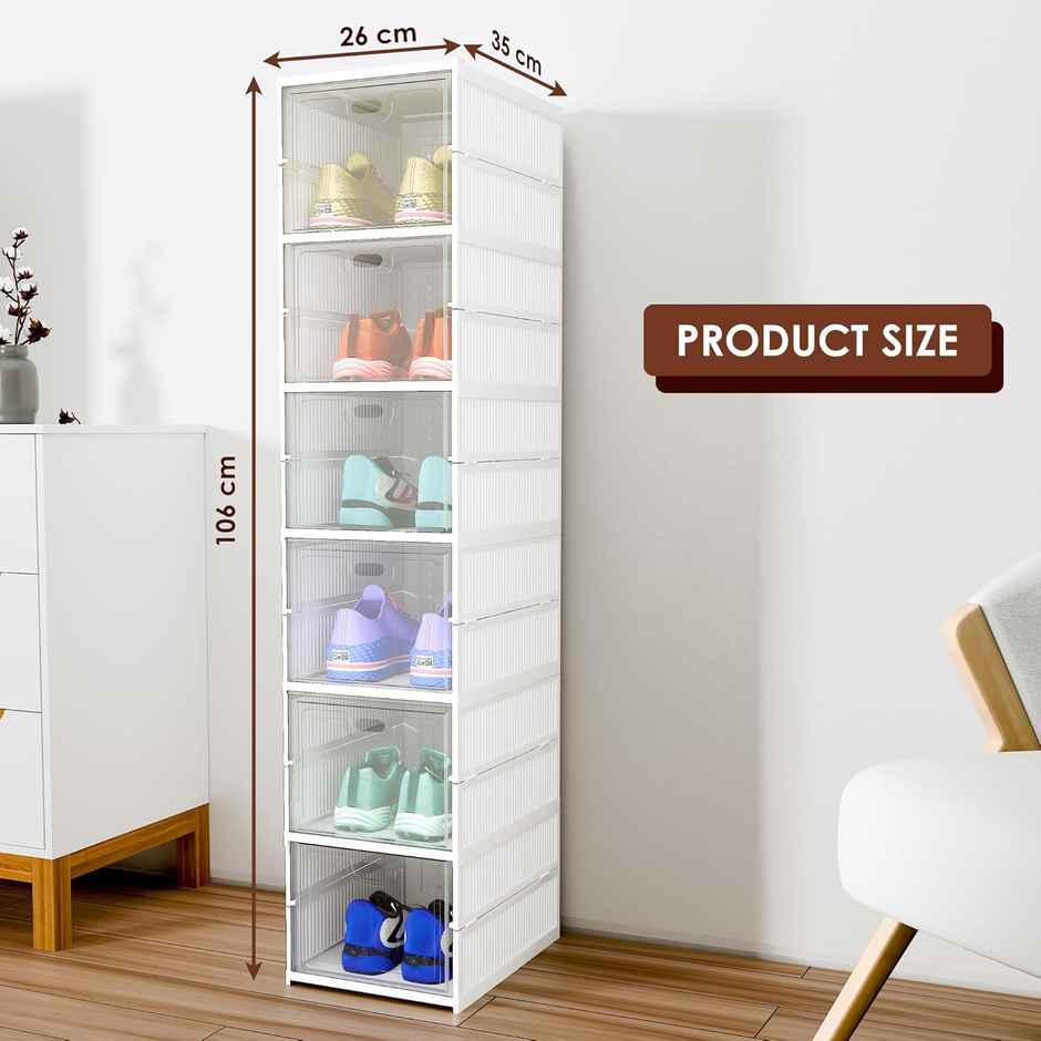 Kuber Industries (6-Layer) Foldable Storage Rack for Shoe | Slippers & Books | White