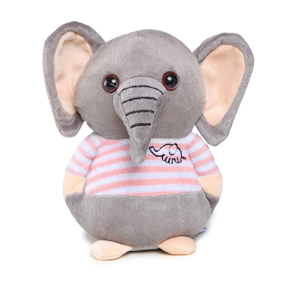 Webby Soft Animal Plush Elephant Toy | 20cm | Grey - Pink