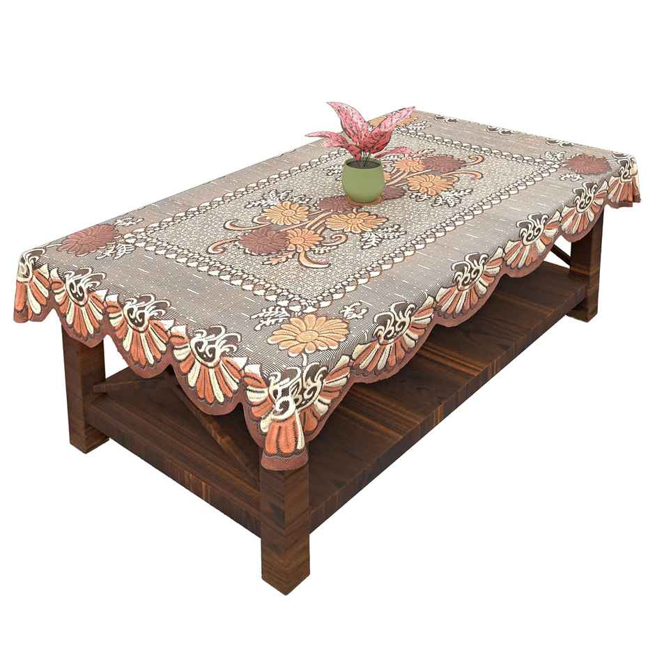 Kuber Industries Cotton 4 Seater Center Table Cover for Living Room | Brown
