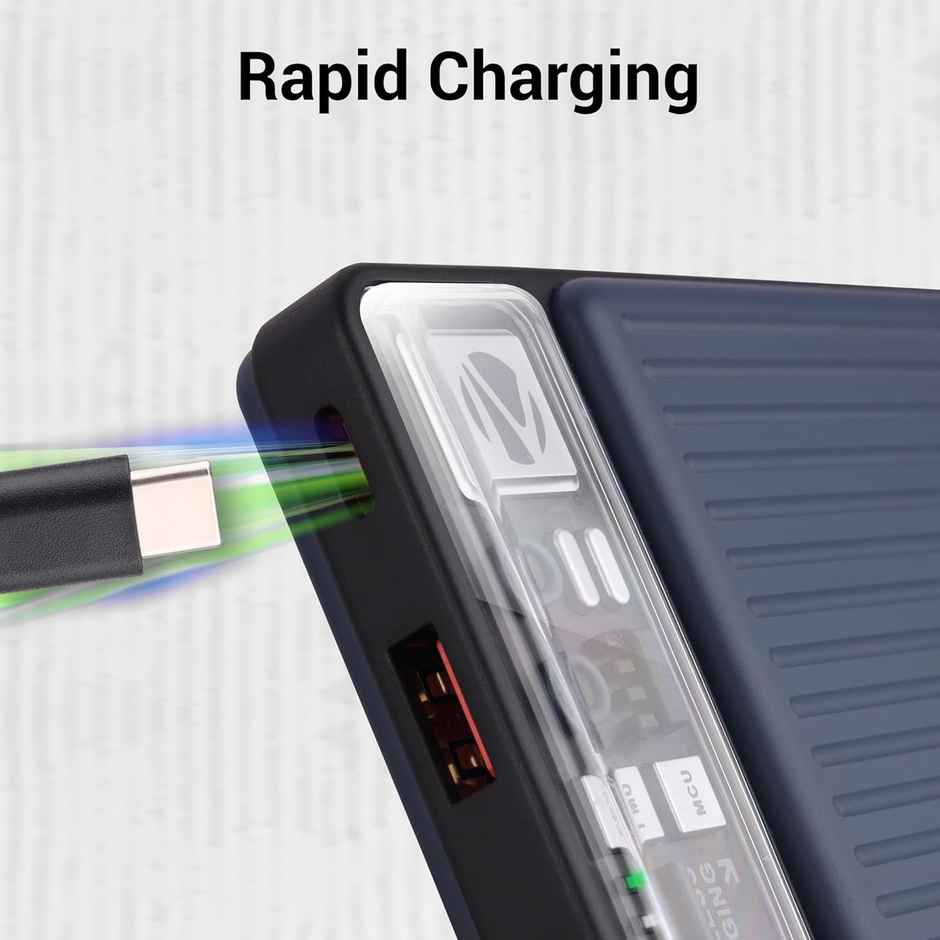 Zebronics MW65 Wireless Power Bank, 10K mAh, Rapid Charge (Greyish Blue)