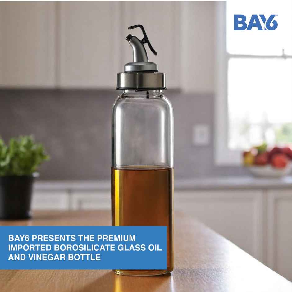 BAY6 Premium Imported Borosilicate Glass Oil and Vinegar Bottle - 500 ml
