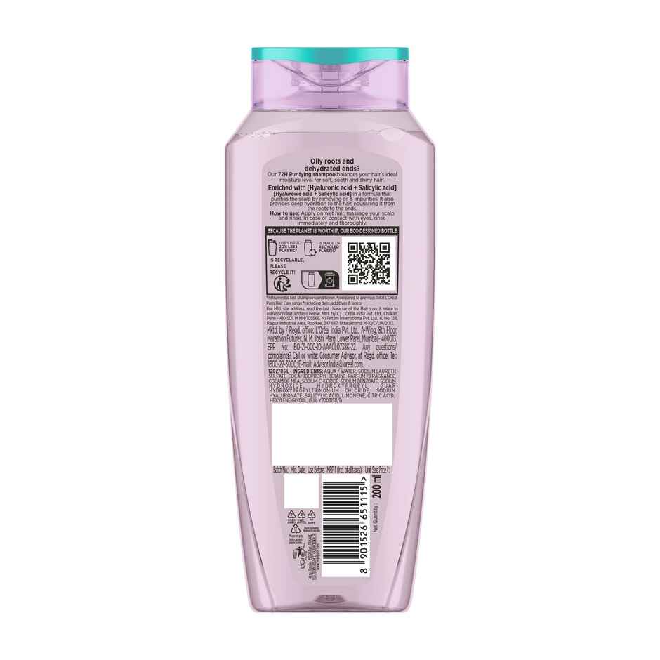 L'Oreal Paris Hyaluron Pure 72H Purifying Shampoo For Fresh Scalp & Hydrated Hair