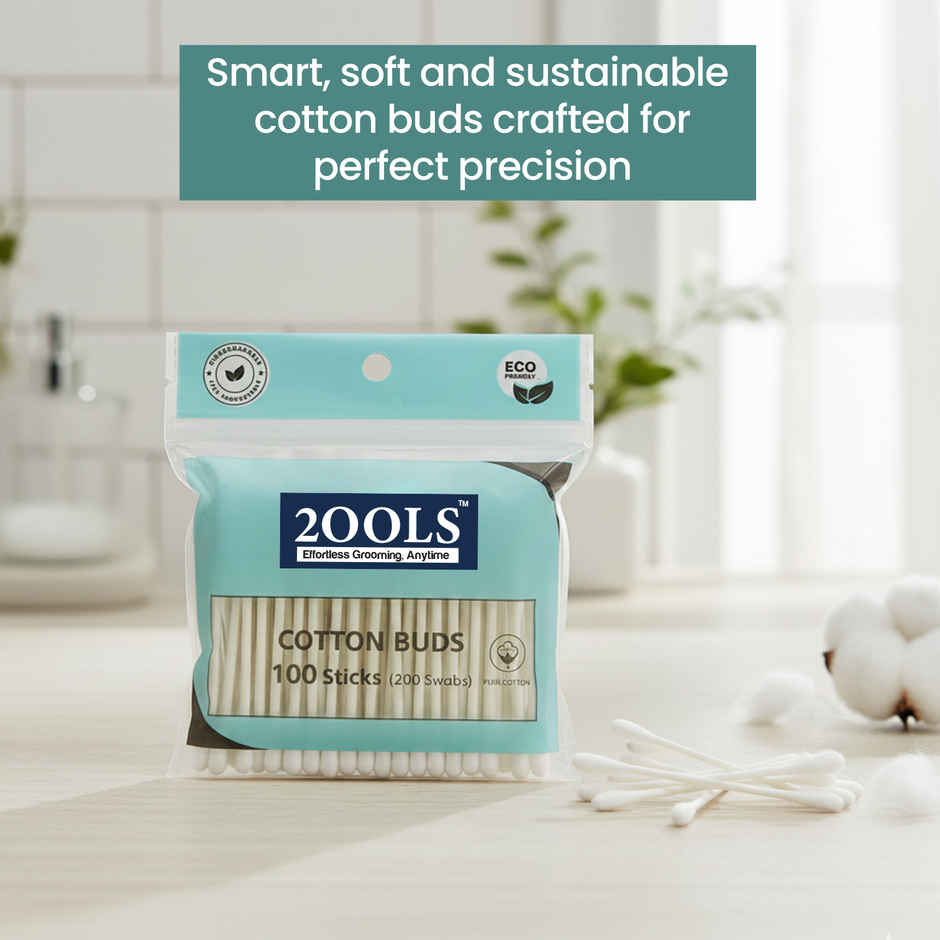 2OOLS Cotton Buds, Swab for Personal Hygiene and Beauty 100 Sticks Pouch (TSCS8002)