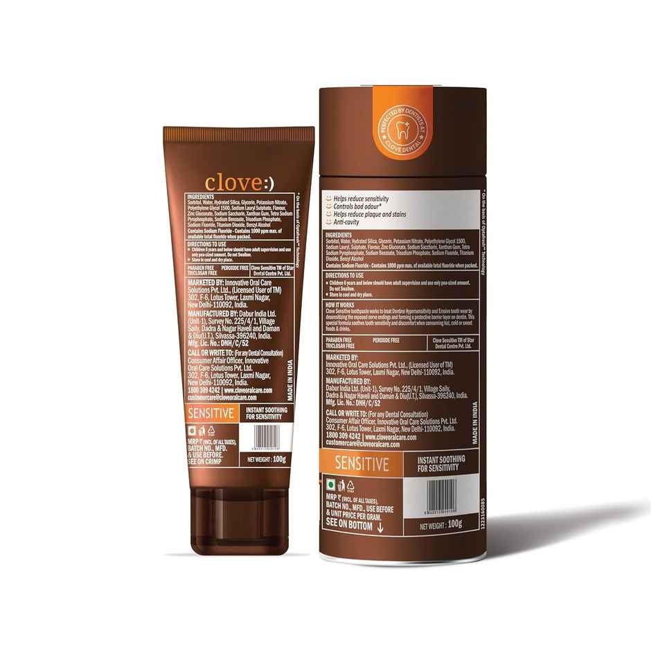 Clove Oral Care Sensitive Toothpaste | Reduce Senstivity | Dual Action Toothpaste For Sensitivty