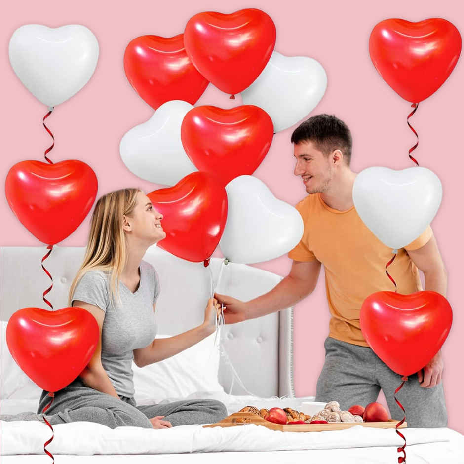 Red and White Heart Balloons for Decoration | Party Propz