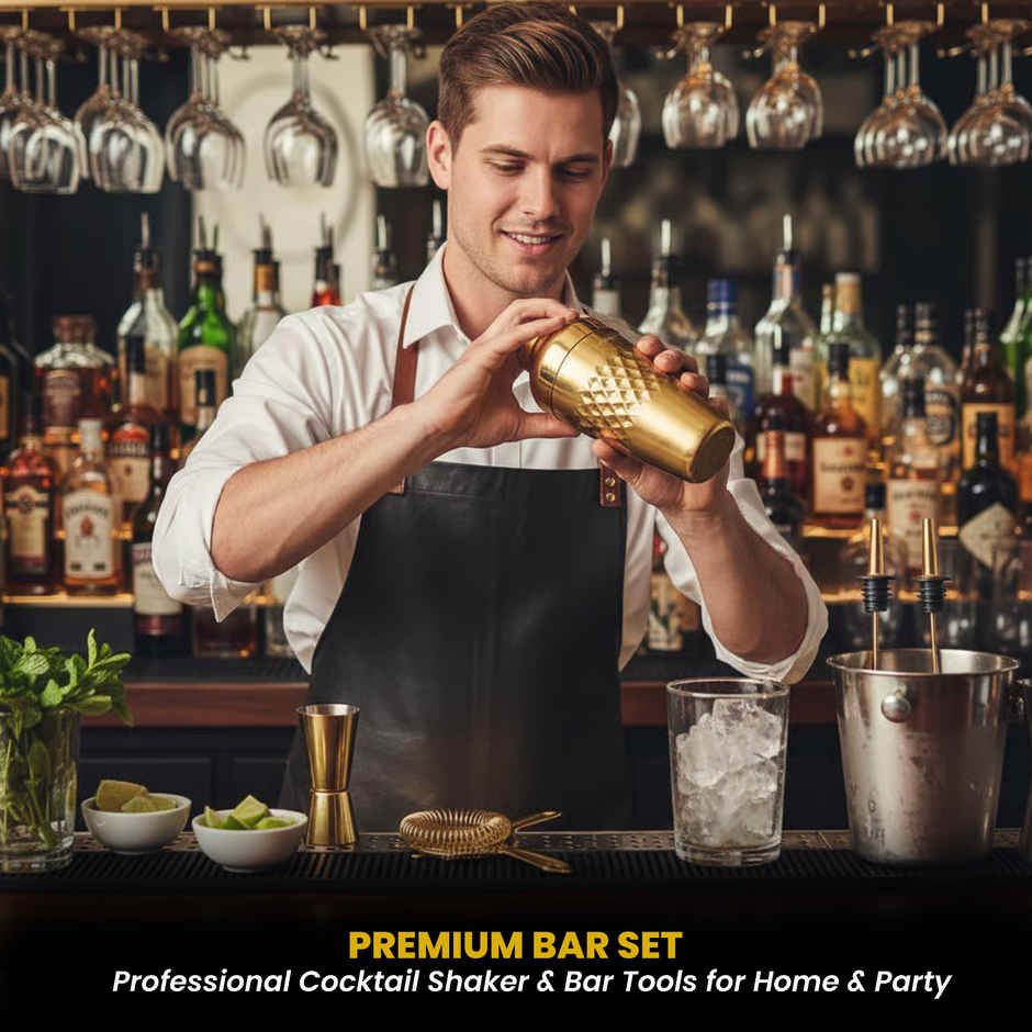 Perch Craft Bartender Kit | 750ml Belly Shaker | Stainless Steel | Gold