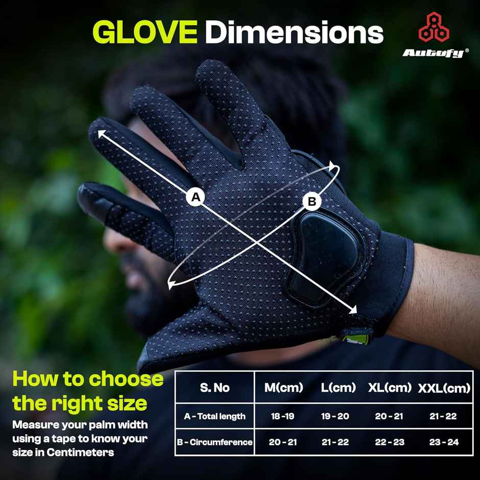 Autofy Fantom Bike Riding Black & Green Gloves Knuckle Protection | Size XL