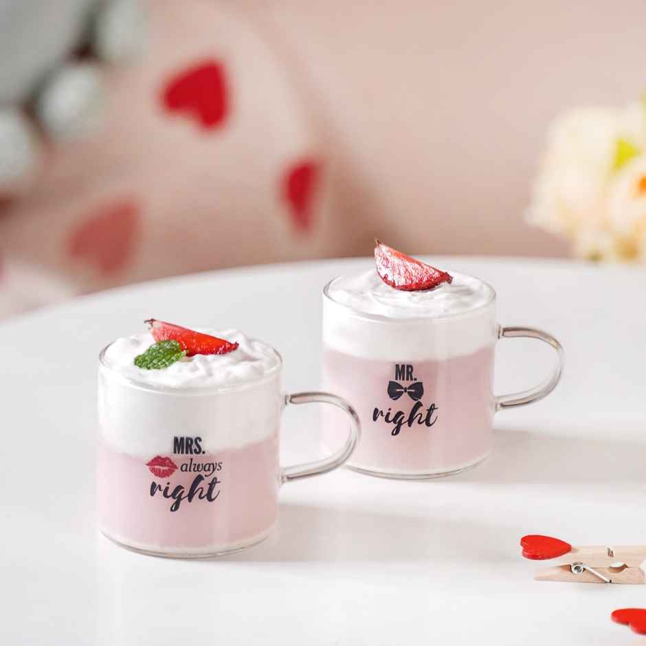 Nestasia Mr Right Mrs Always Right Glass Small Tea Cup | 140 ml