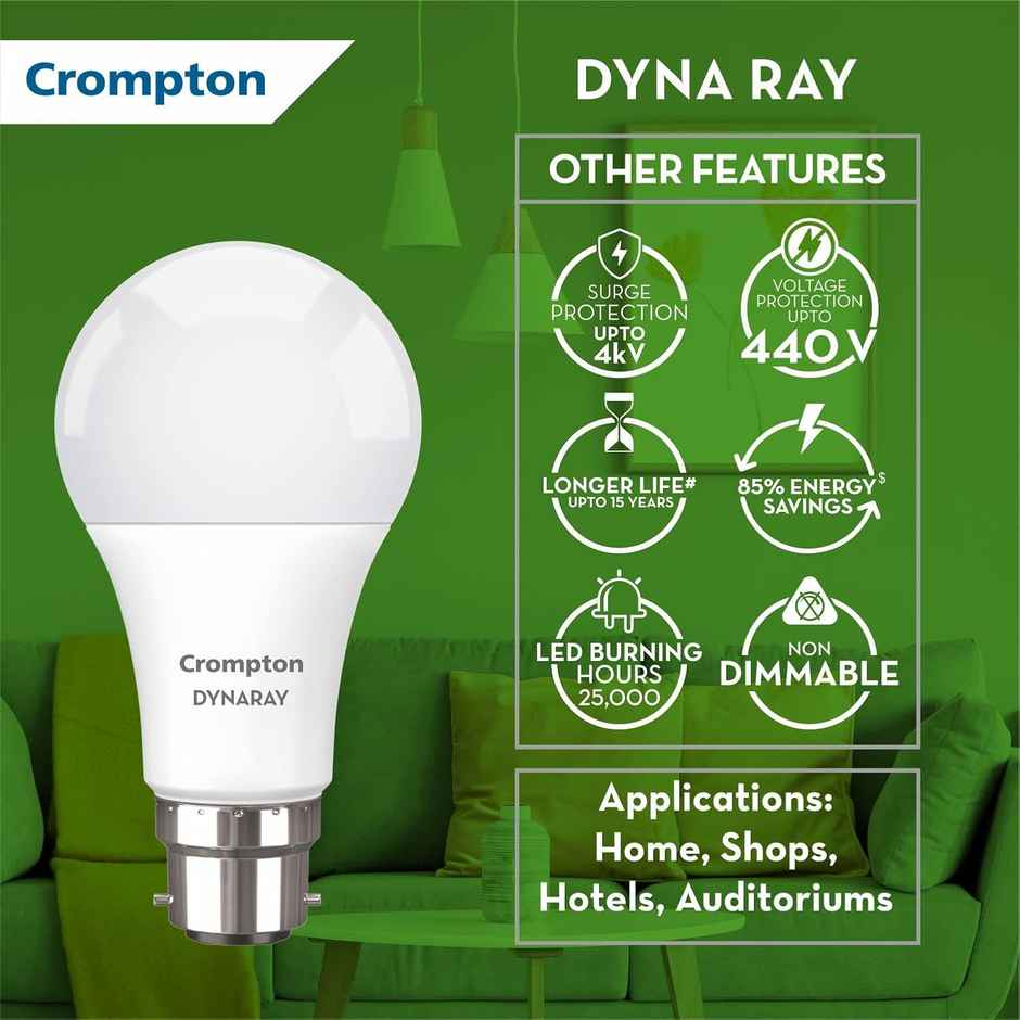 Crompton Dynaray Led Bulb 12w Ww 1star | B22 Base Holder