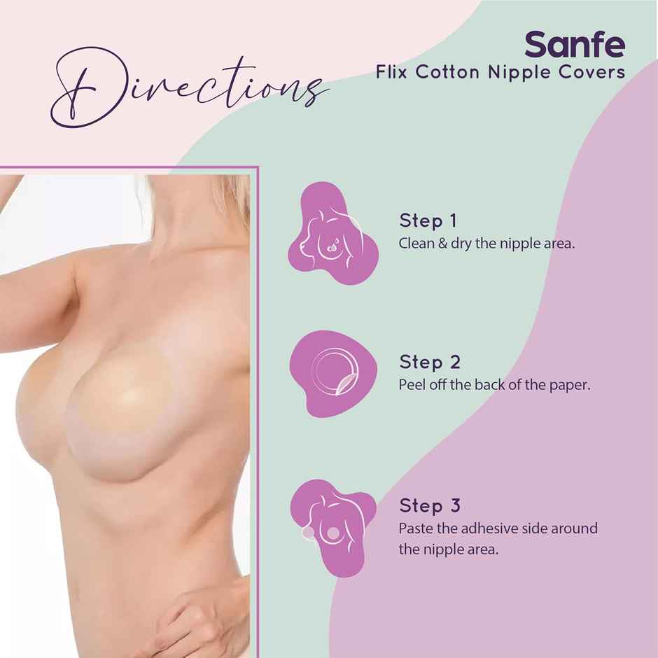 Sanfe Flix Cotton Nipple Covers 10 Breathable Nipple Pasties No Show Bra For Women Disposable White