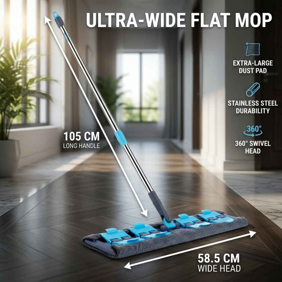 PROCLEAN 24 Inch 360 Degree Flat Mop | Seagreen - 51 in