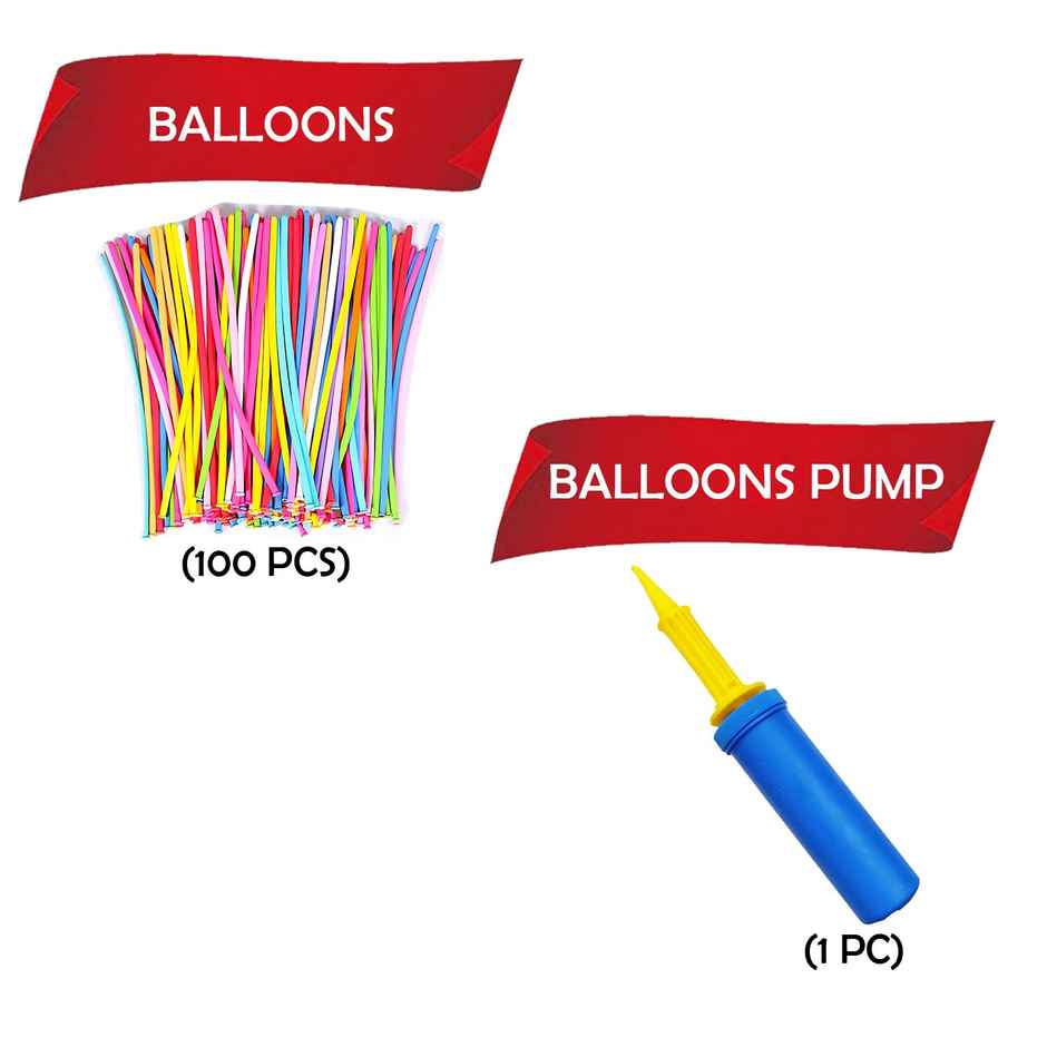 Rainbow Balloons | Long Balloons for Kids / Twisting Balloons with Balloon Pump | Party Propz