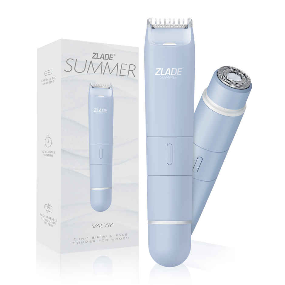 Zlade Summer Vacay | 2-in-1 Rechargeable Bikini Trimmer & Face Shaver for Women