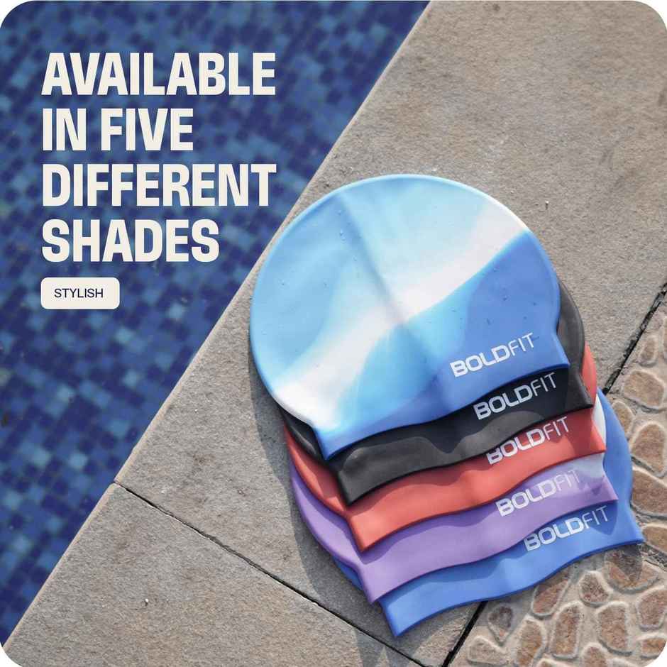 Boldfit Silicone Swimming Cap for Men & Women - Unisex Red Swim Cap