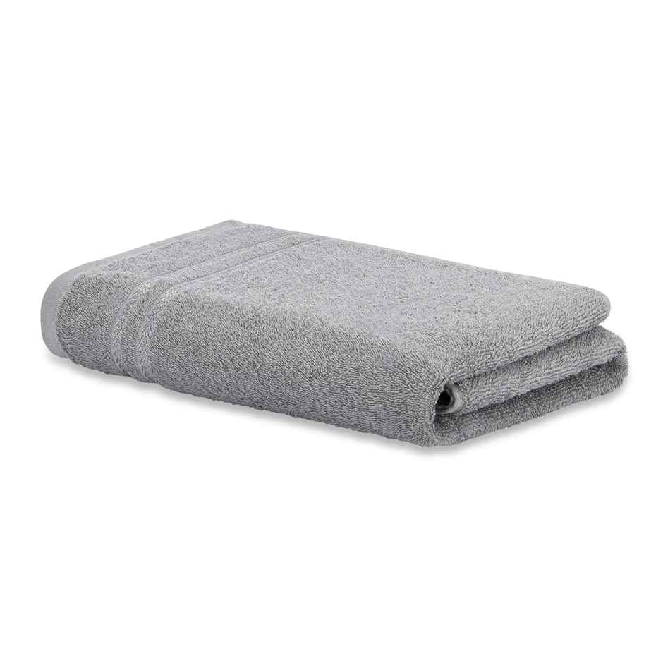 Welspun 100% Cotton Large (70 Cm X 137 Cm) | 380 Gsm Dobby Solid Bath Towel (Grey)- Quik Dry