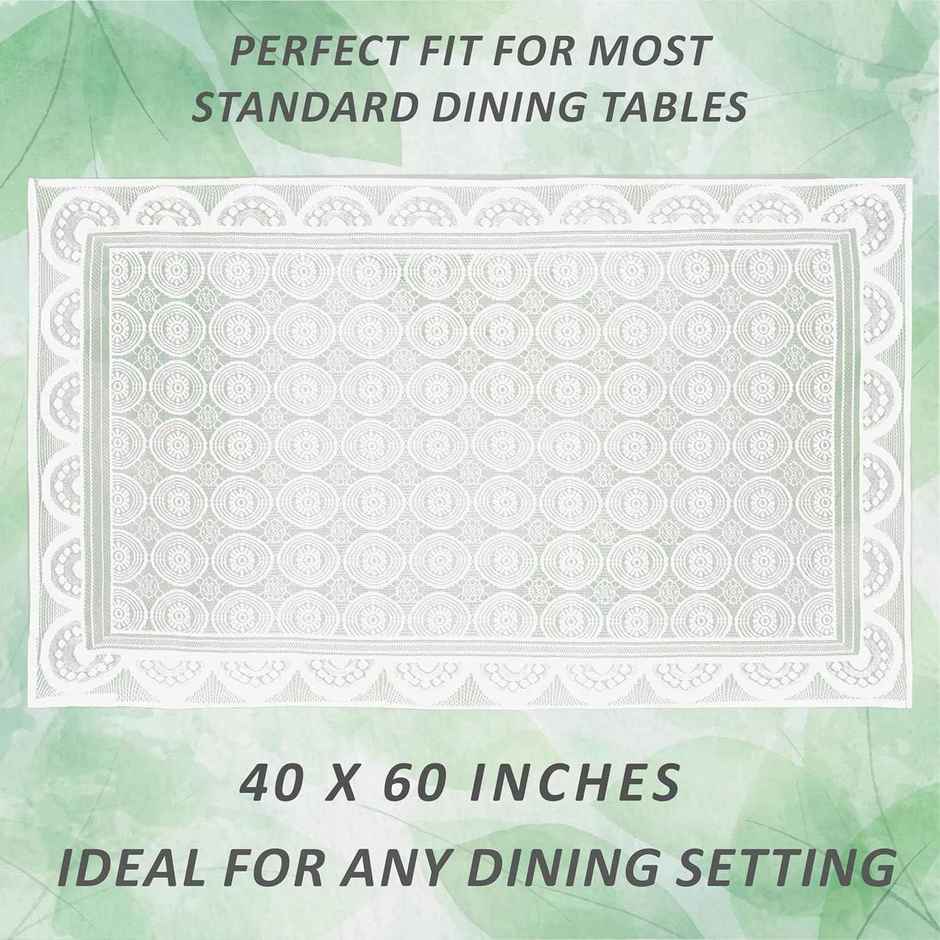 Kuber Industries Center Table Cover | Cotton for Living Room | Table Cloth for 4 Seater | White