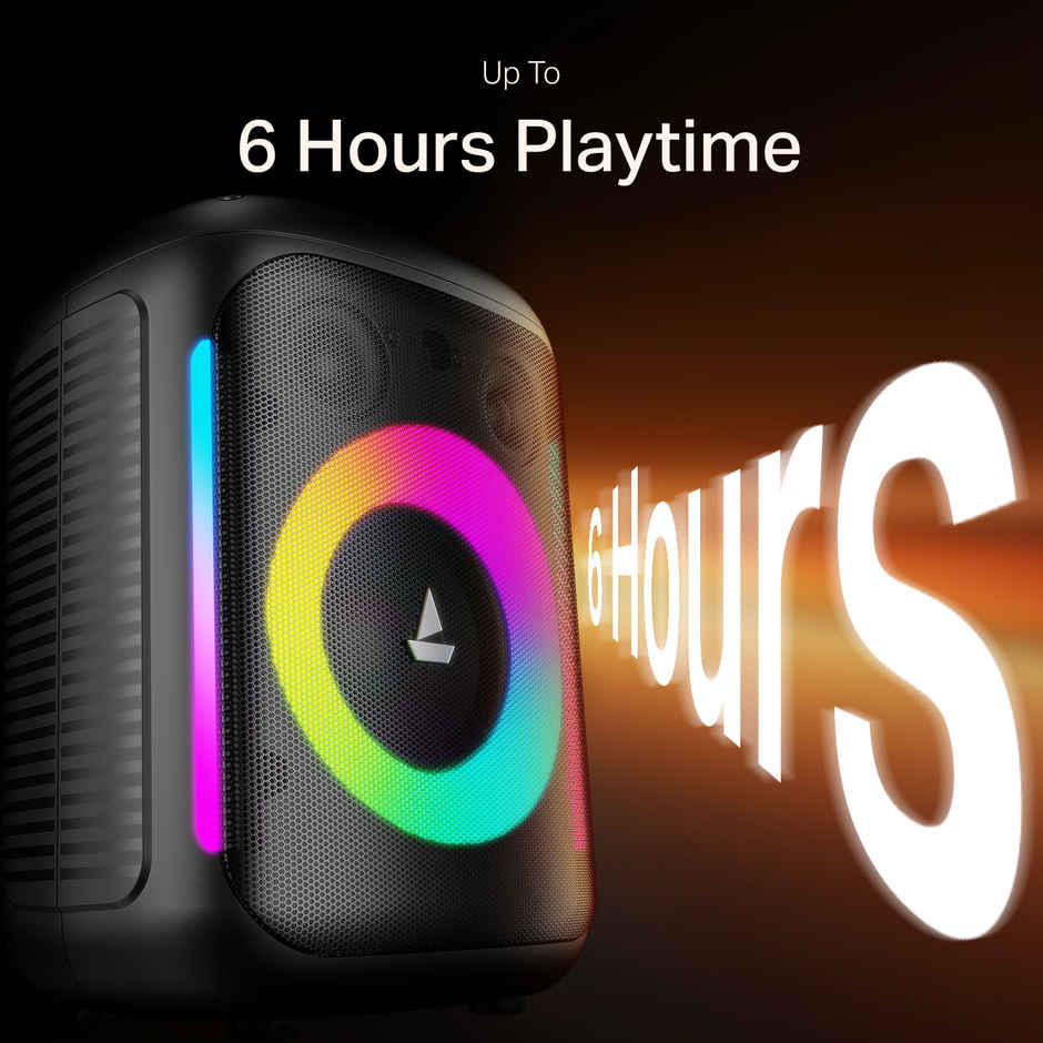 boAt PartyPal 30 w/ 25W Signature Sound | RGB LEDs | Wired Mic for Karaoke | Premium Black